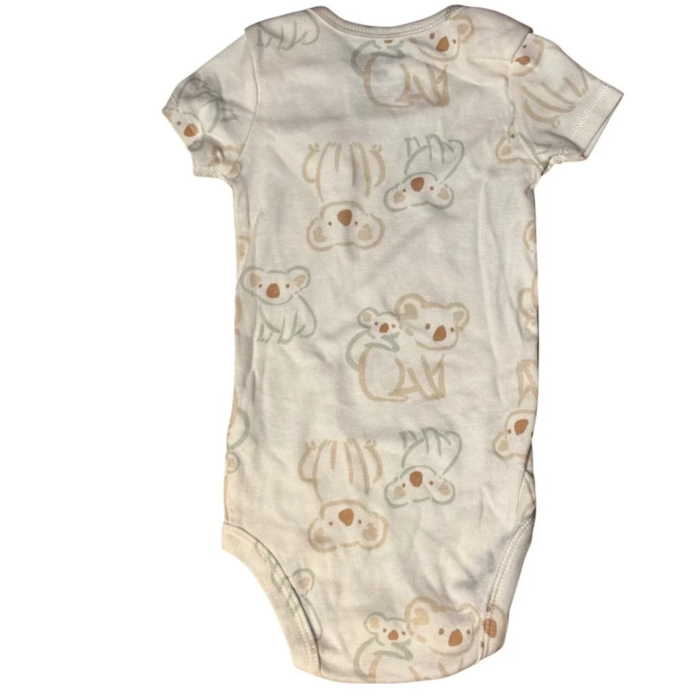 Carters 6M Cream Koala Print Short Sleeve Bodysuit and Bear Ear‎ Hoodie Outfit